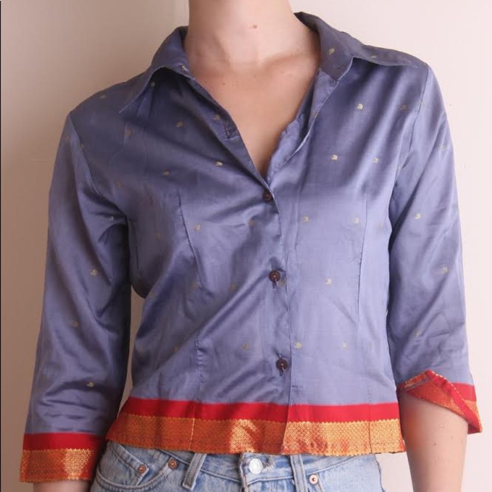 Magazine Button Down Top - Picture 4 of 5